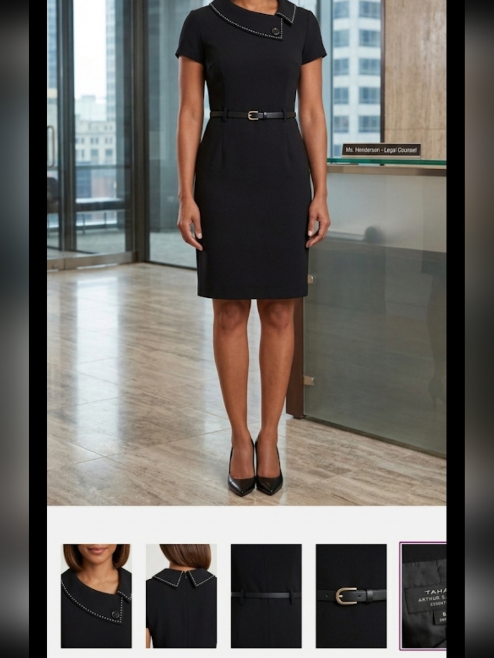 Tahari Black Asymmetrical Dress **Has Belt Loops**